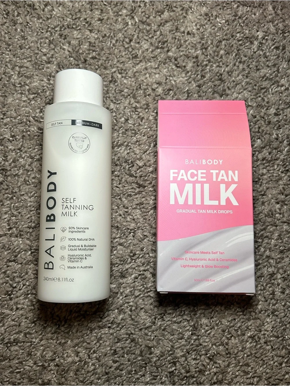NEW! BALI BODY Self Tanning Milk & Face Tan Milk - White + Pink